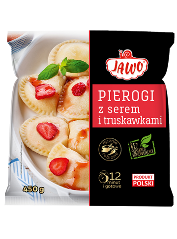 Jawo pierogi met kwark en aardbeien 450g