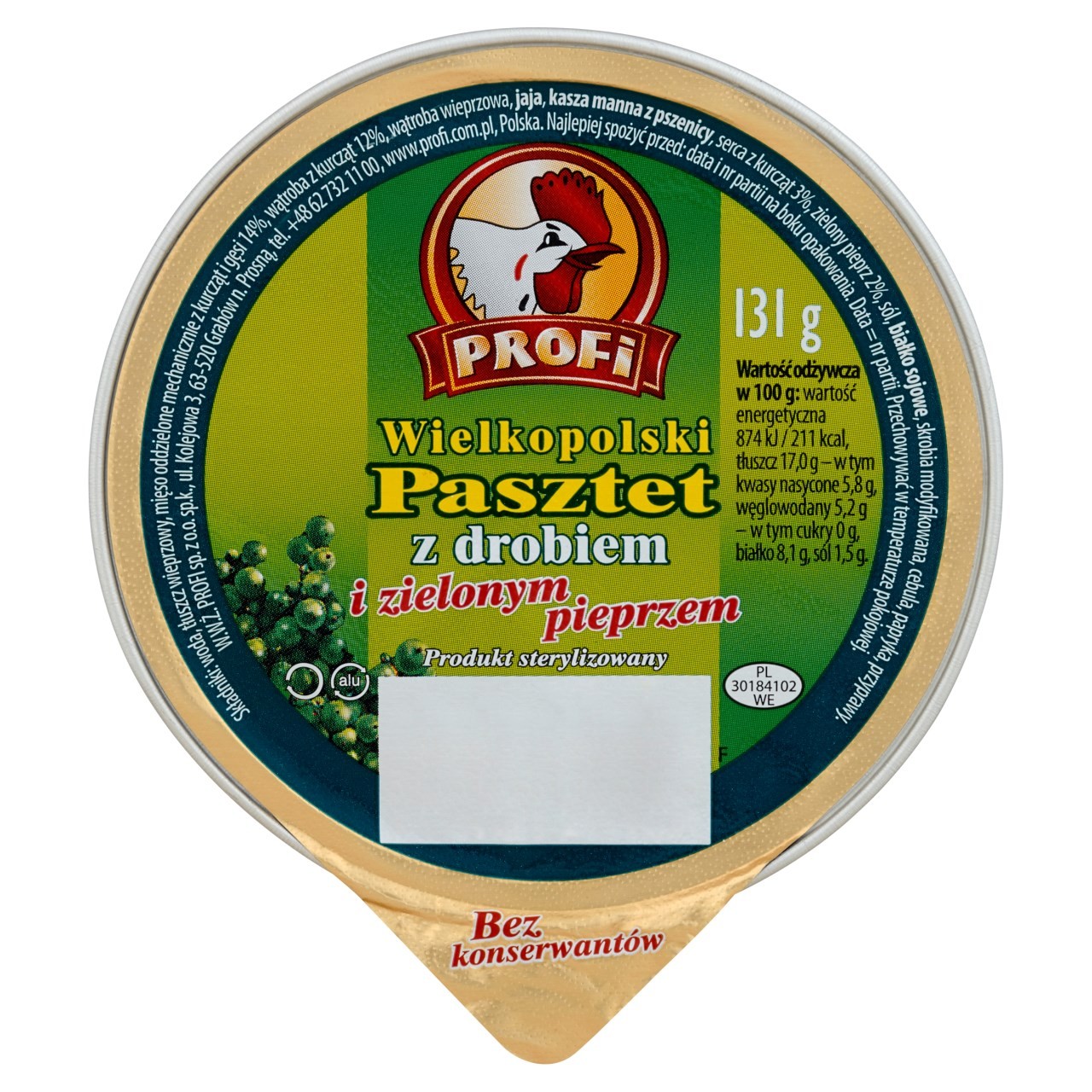 Profi kippenpastei met groene pepper 131g