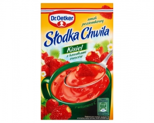 Dr oetker slodka chwila kisiel z kawalkami owocow poziomkowy 31,5g